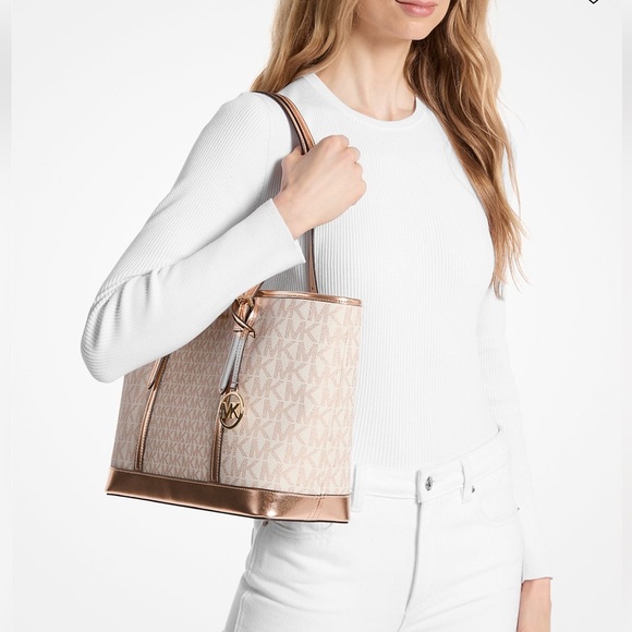 Michael Kors Cream and Gold Signature Tote - Picture 9 of 13